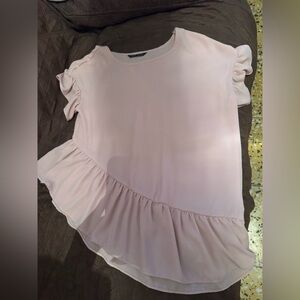 SHEIN Light Pink Asymmetrical Ruffle Blouse